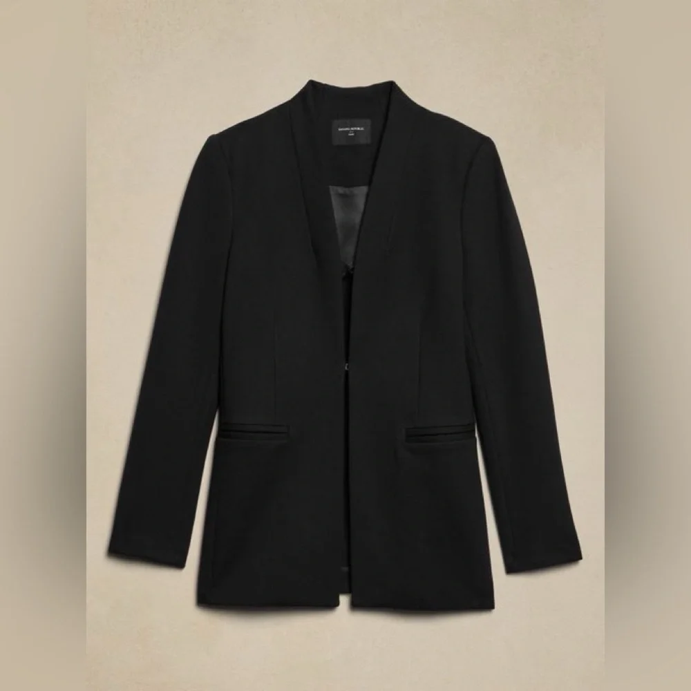 NWT! Banana Republic Black Ponte Collarless Blazer 531171 📊 - Picture 7 of 16